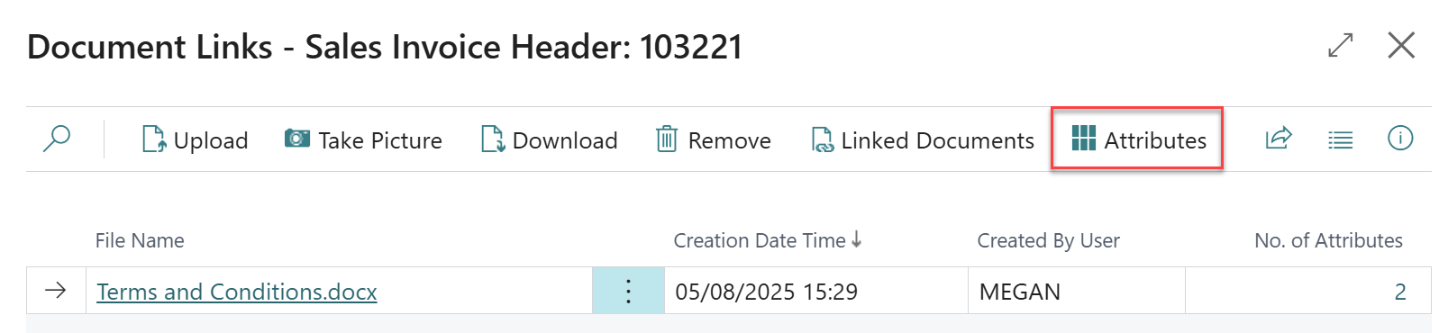 Selecting attributes in Microsoft Dynamics 365 Business Central