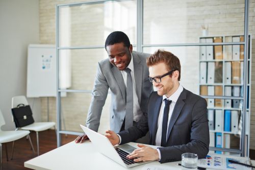 Someone looking at a laptop screen