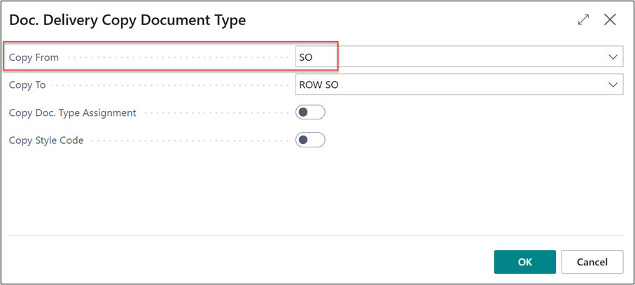 Copying document type set up in Business Central