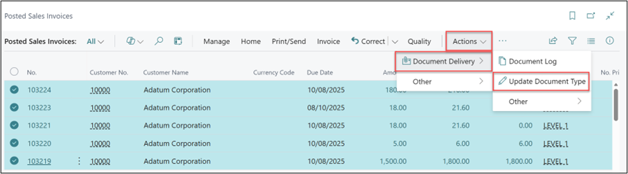 Retrospectively applying the Document Style to Documents in Business Central