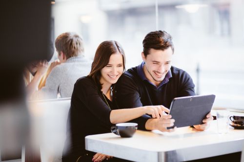 People looking at screen